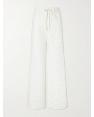 Valentino Garavani Mossi Broderie Anglaise Cotton Straight-Leg Trousers - White