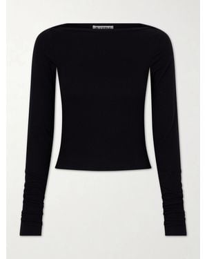 ÉTERNE Cropped Ribbed Stretch-Jersey Top - Black