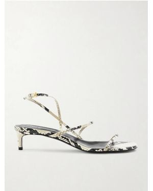 KHAITE Loop Snake-Effect Leather Sandals - Natural