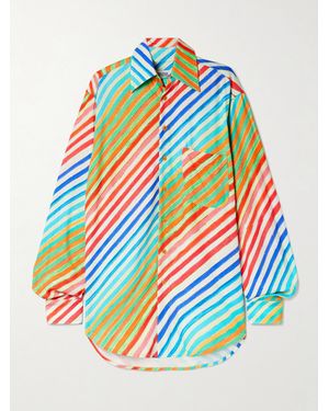 Christopher John Rogers Chemise En Serge À Rayures Crayon - Bleu
