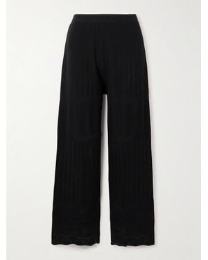 Eres Pointelle-Knit Wool And Cashmere-Blend Wide-Leg Pants - Black