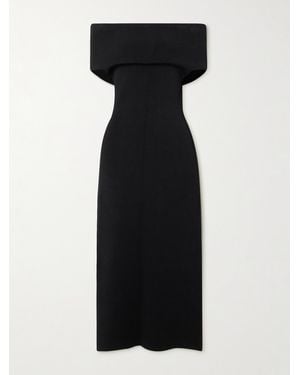 TOTEME Off-The-Shoulder Jersey Midi Dress - Black