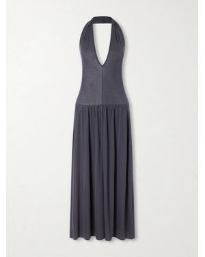 St. Agni Tencel Lyocell Halterneck Midi Dress - Blue