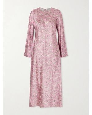 Veronica Beard Gemma Floral-Print Silk-Blend Satin Maxi Dress - Pink