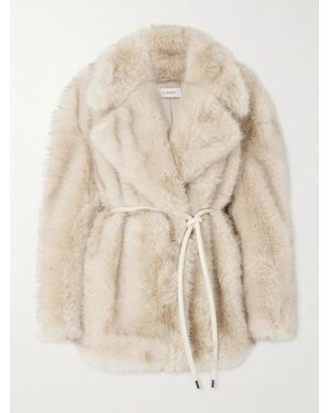 Sportmax Rosaria Belted Plush Jacket - Natural