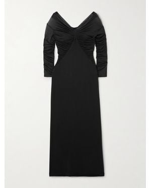 Max Mara Locri Midikleid Aus Jersey Mit Raffungen Und Tüllbesätzen - Schwarz