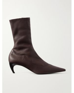 KHAITE Valerie 55 Leather Ankle Boots - Brown