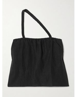 Deiji Studios One-Shoulder Linen Top - Black
