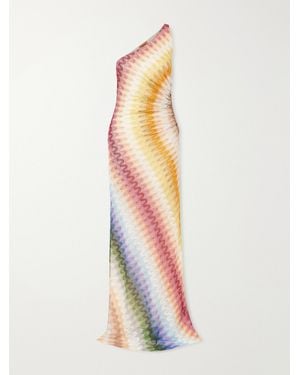 Missoni Striped Ruched Crochet-Knit Maxi Dress - White