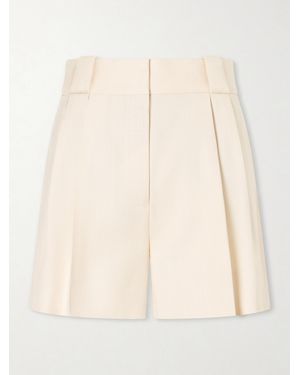 Blazé Milano Danae Mid-Rise Pleated Canvas Shorts - Natural