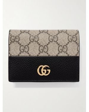 Gucci Gg Marmont Petite Portemonnaie Aus Strukturiertem Leder Und Beschichtetem Canvas - Grau