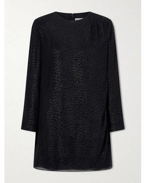 Veronica de Piante Pia Minikleid Aus Metallic-Seidenchiffon Mit Leopardenprint - Schwarz