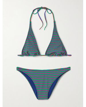 Lido Cinquantacinque Striped Ribbed Triangle Bikini - Blue