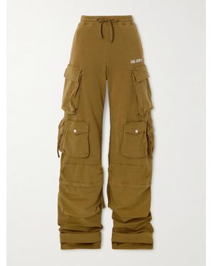 The Attico Embellished Stretch-Cotton Jersey Wide-Leg Cargo Trousers - Natural