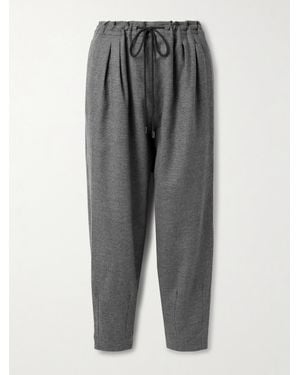 Maria McManus Pleated Stretch-Wool And Cashmere-Blend Tweed Tapered Trousers - Grey