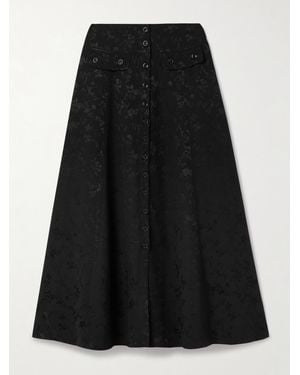 Maison Mayle Carlyne Silk-Jacquard Midi Skirt - Black
