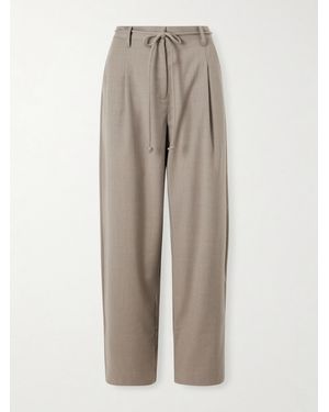 St. Agni Pleated Wool-Blend Barrel-Leg Pants - Natural