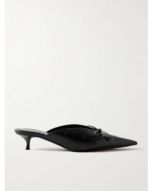 Balenciaga Mules En Cuir Froissé À Nœuds Knife - Blanc