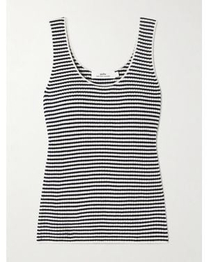 arch4 Bebbington Striped Ribbed Cashmere Tank - Blue