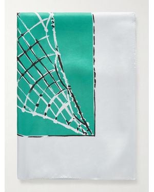 Altuzarra Fishnet Printed Silk-Twill Scarf - Blue