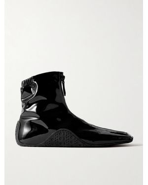 Alaïa Trainer Faux Patent Leather Ankle Boots - Black