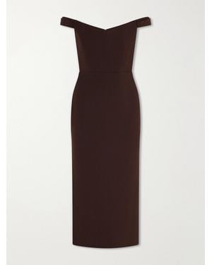 Alex Perry Off-The-Shoulder Crepe Midi Dress - Brown