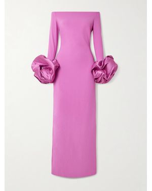 Solace London Talia Off-The-Shoulder Faille-Trimmed Crepe Gown - Pink