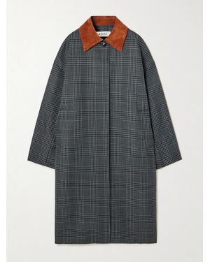 Rohe Suede-Trimmed Checked Wool Coat - Grey