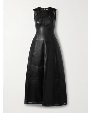 Ulla Johnson Juliette Perforated Panelled Leather Maxi Dress - Black