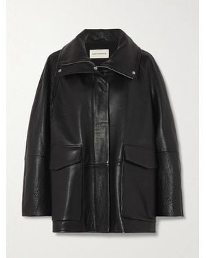 Nour Hammour Ansel Oversized Textured-Leather Jacket - Black