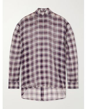 Tibi Reversable Checked Cotton And Silk-Blend Shirt - Purple