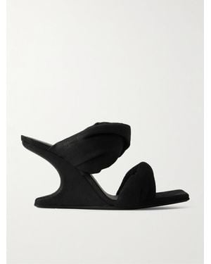 Rick Owens Twisted Cantilever Suede Wedge Mules - Black