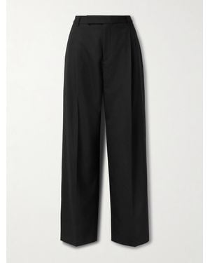 Maria McManus Pleated Wool-Blend Straight-Leg Trousers - Black