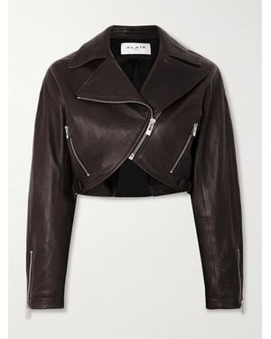 Alaïa Cropped Leather Biker Jacket - Black