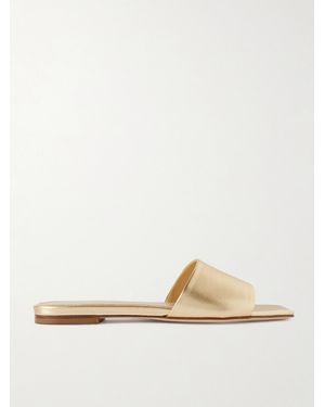 Aeyde Anna Metallic Leather Slides - White
