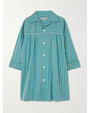 Bode Shore Stripe Quincy Mini-Hemdblusenkleid Aus Popeline Aus Einer Baumwollmischung - Blau