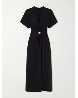 Altuzarra Rena Embellished Gathered Jersey Maxi Dress - Black