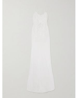 Rosamosario Chantilly Lace And Silk-Organza Maxi Dress - White