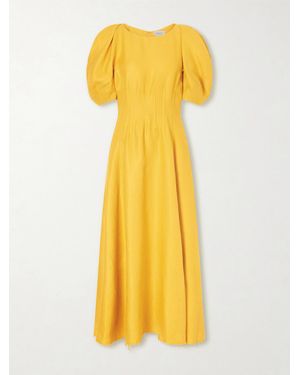 Gabriela Hearst Ranya Linen Midi Dress - Yellow