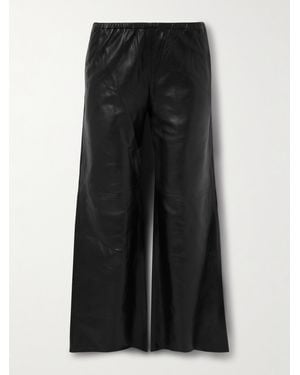 La Ligne Colby Leather Wide-Leg Trousers - Black
