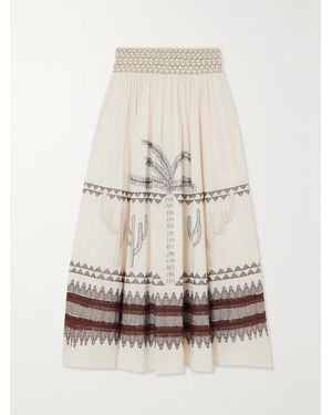Emporio Sirenuse Nicole Maxirock Aus Voile Aus Einer Leinen-Baumwollmischung Mit Stickereien - Natur