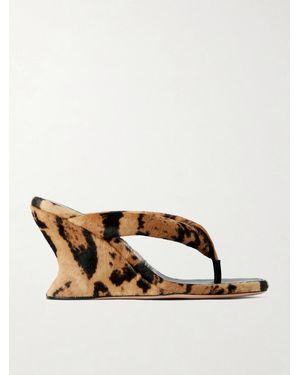 Balenciaga Gaeta Leopard-Print Pony Hair Wedge Mules - Brown