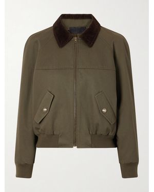 Nili Lotan Victor Corduroy-Trimmed Cotton-Twill Jacket - Green