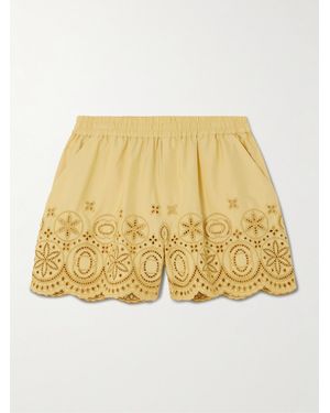 La DoubleJ Shorts Aus Baumwollpopeline Mit Lochstickerei - Natur