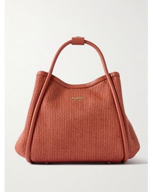 Max Mara Marine Sehr Kleine Tote Aus Raffiabastimitat Mit Lederbesätzen - Rot