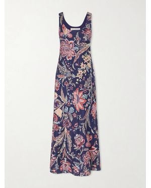 Alix Of Bohemia Adele Mist Quatre Floral Patterned Silk Midi Dress - White