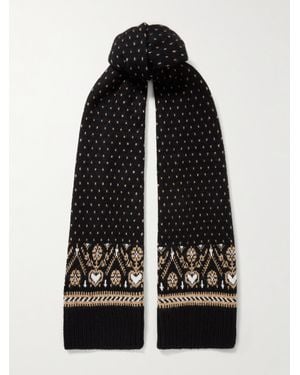 KHAITE Lucerne Fair Isle Cashmere Scarf - Black