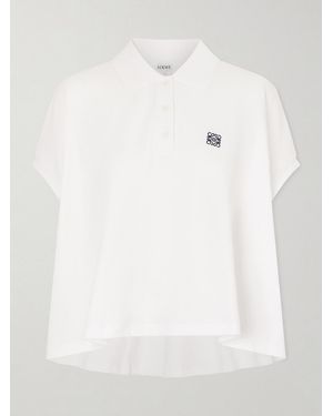 Loewe Anagram Embroidered Cotton-Piqué Polo Shirt - Weiß