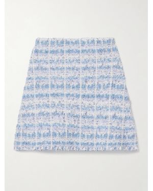 LoveShackFancy Eunicette Checked Metallic Tweed Mini Skirt - Blue