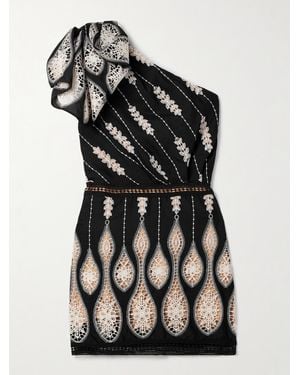 Johanna Ortiz Celestial Matter Asymmetrisches Minikleid Aus Voile Mit Einsätzen Aus Guipure-Spitze - Schwarz